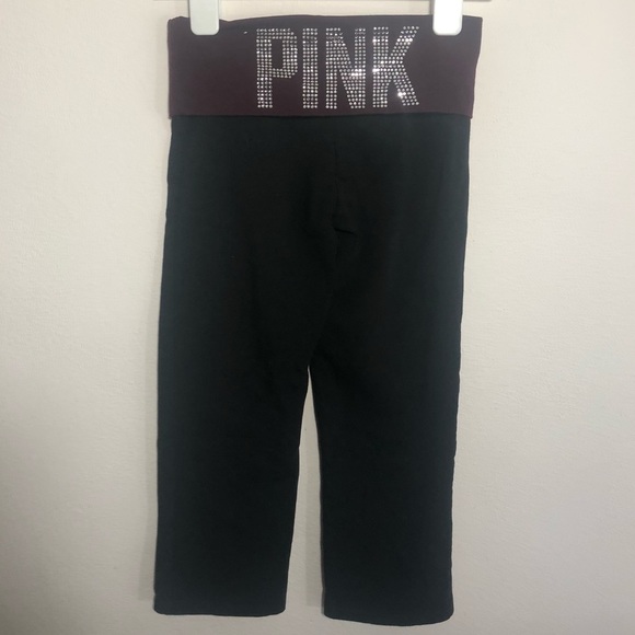 VS PINK XSmall black and purple capris yoga pants - Picture 3 of 5